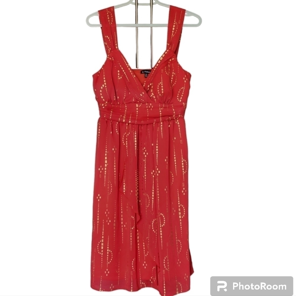 Le Chateau choral dress with gold print